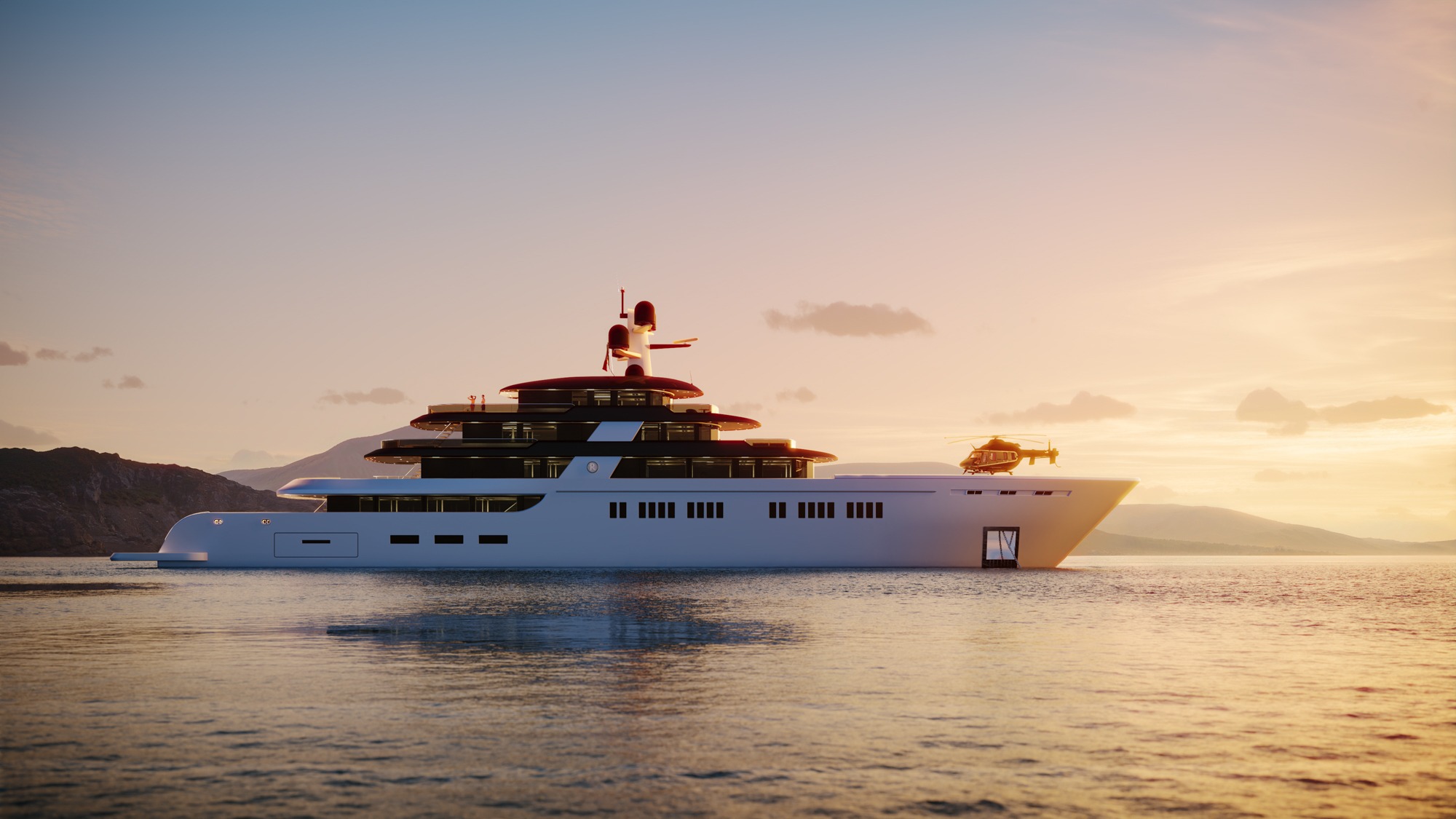 3D rendering superjacht exterieur