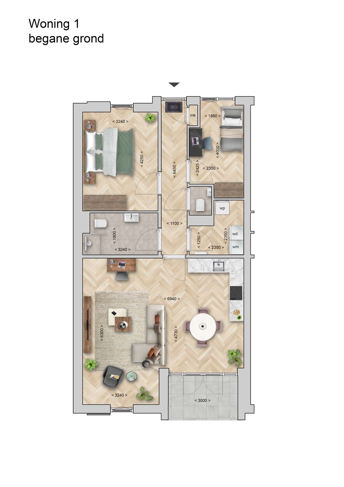 Hof Maalstede — 2D sfeerplattegrond woning 1